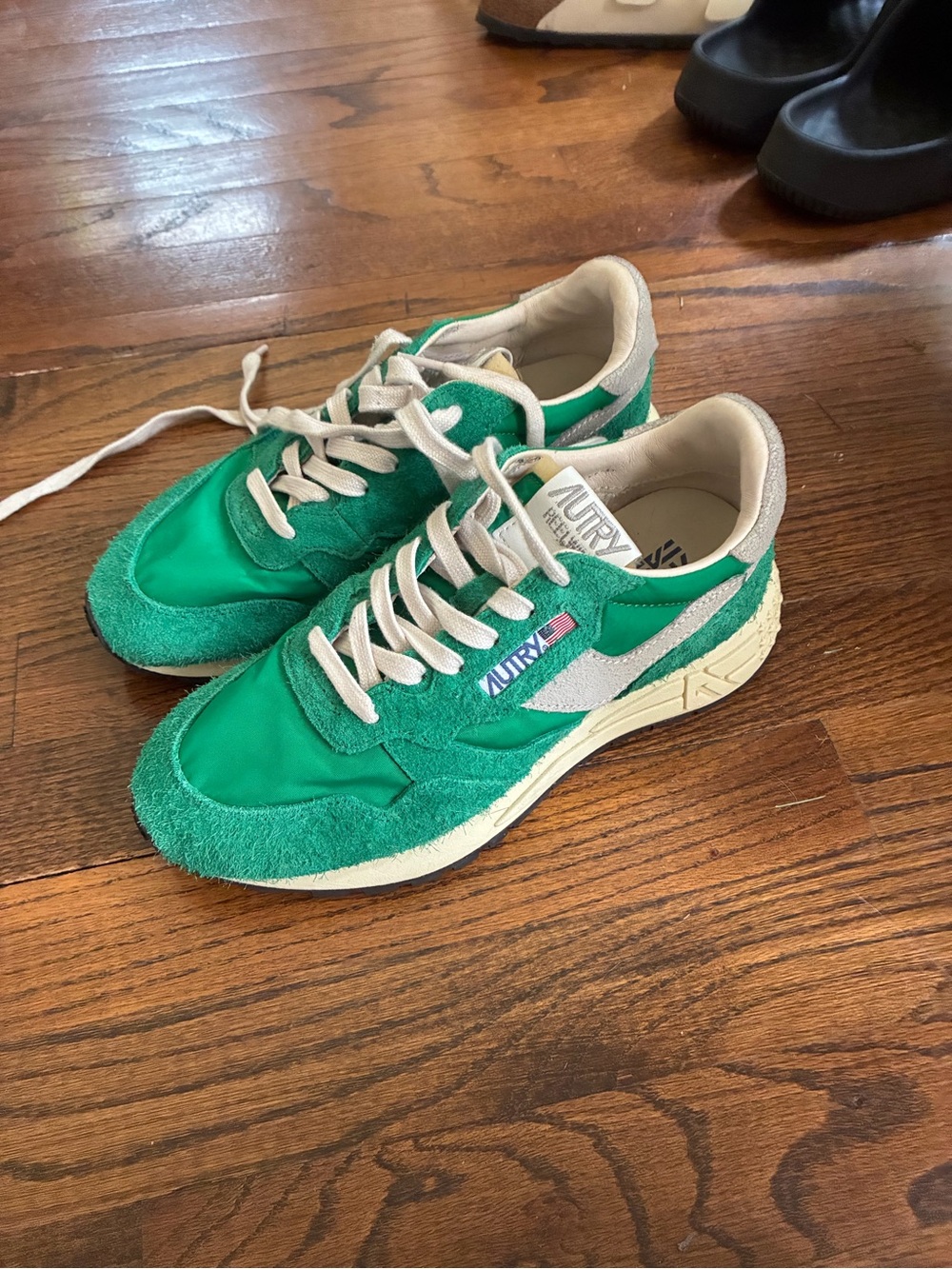 Autry Women’s Green Suede & Nylon Retro Runner Sneakers